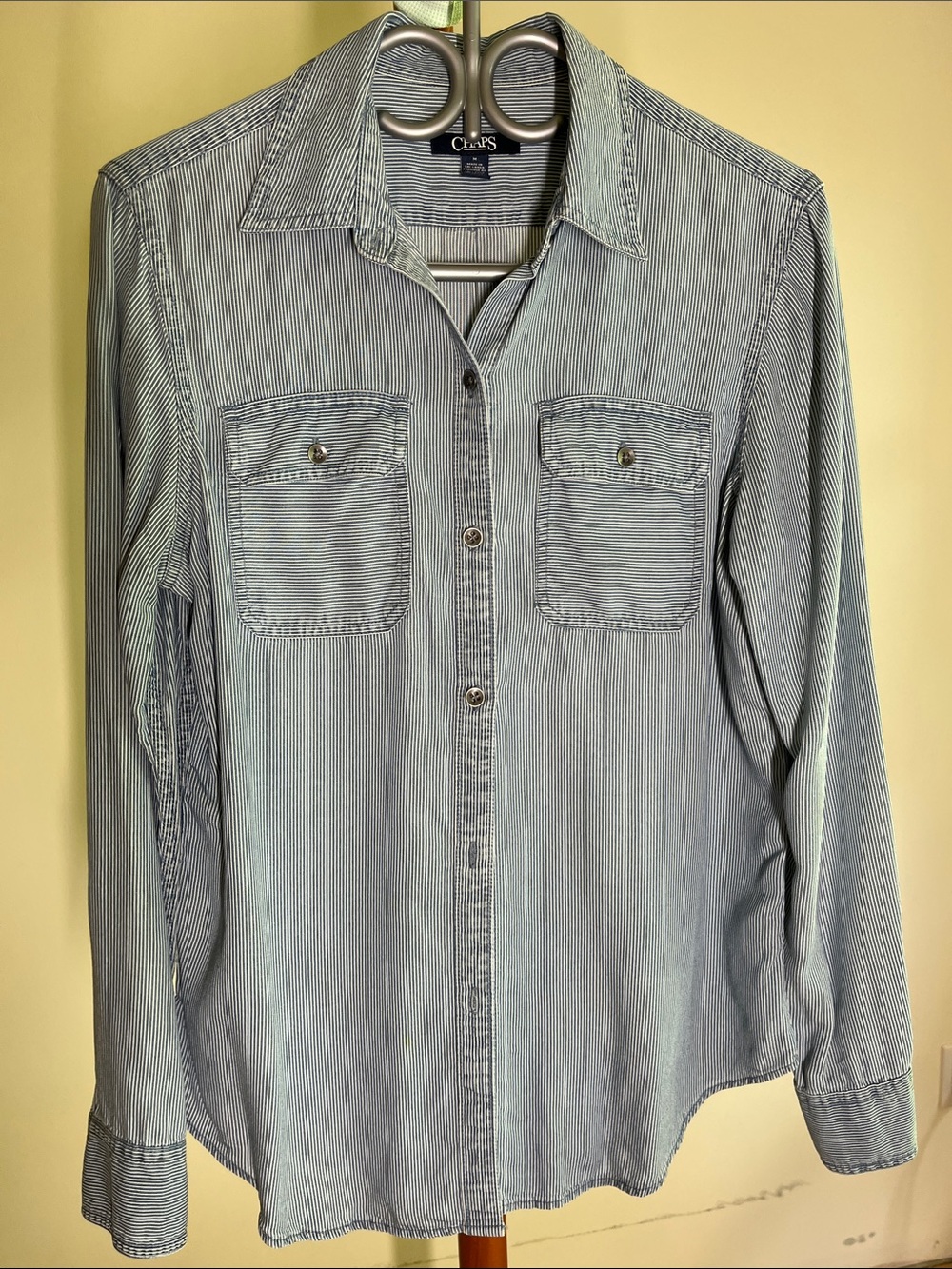 Chaps Light Blue Pinstripe Button-Down Shirt
